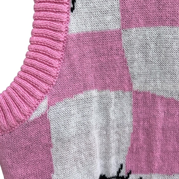 Hello Kitty Sweater Vest Checkered Pink Chunky Knit Academia Kidcore NWT Sz XS - Picture 14 of 14